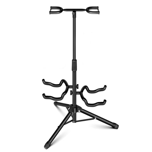 5 Core Guitar Stand Black | Durable Double Guitar Stand with Neck Holder| Universal Floor Stand for Acoustic Electric Guitars, Bass, Banjos| Metal Folding Tripod Stand Holds 2 Guitars- GSH 2N1