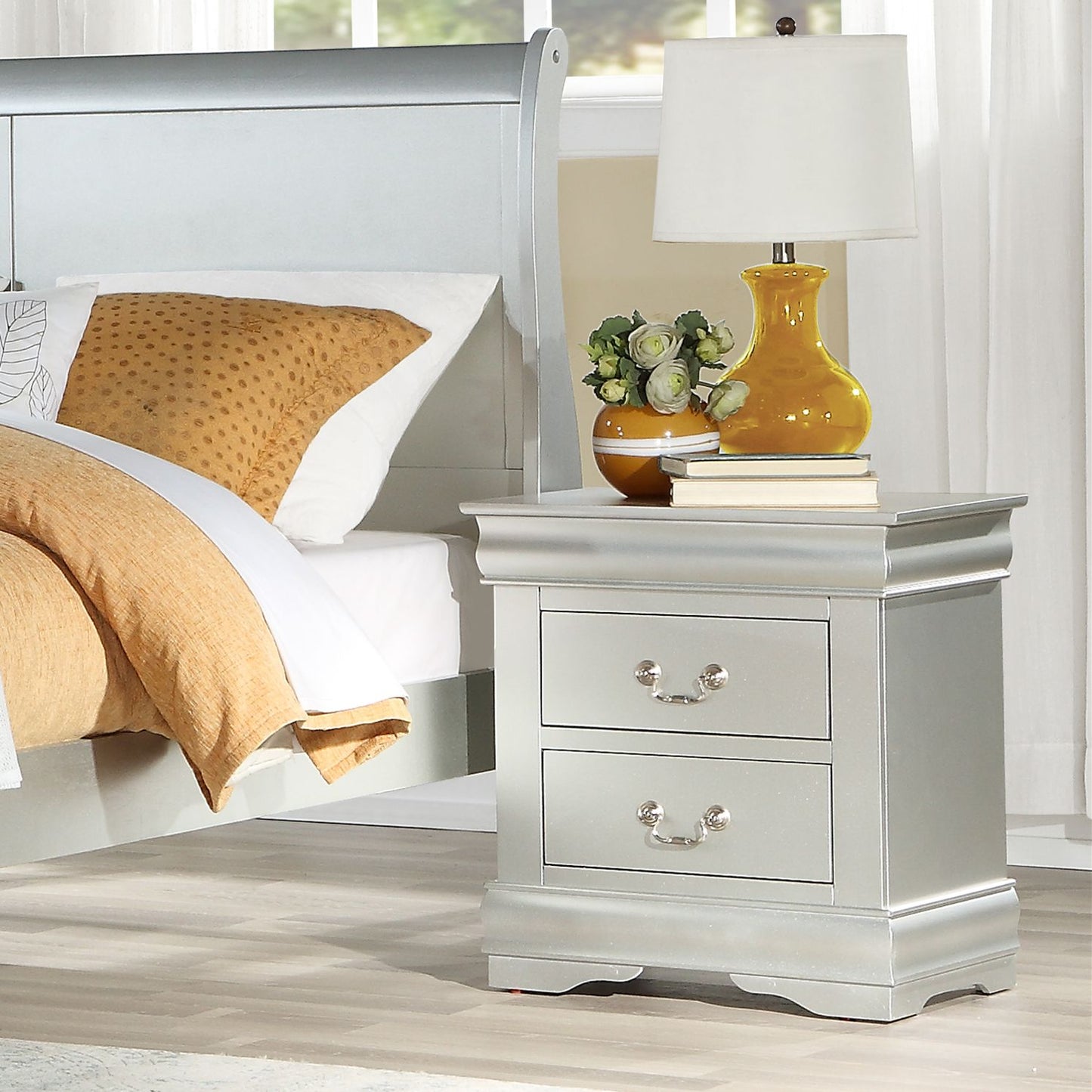 ACME Louis Philippe Nightstand in Platinum 26733