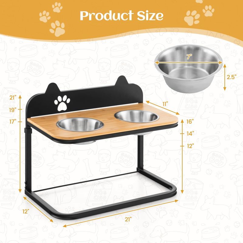 Raised Pets Cats Dog Feeding Station Elevated Pet Feeder