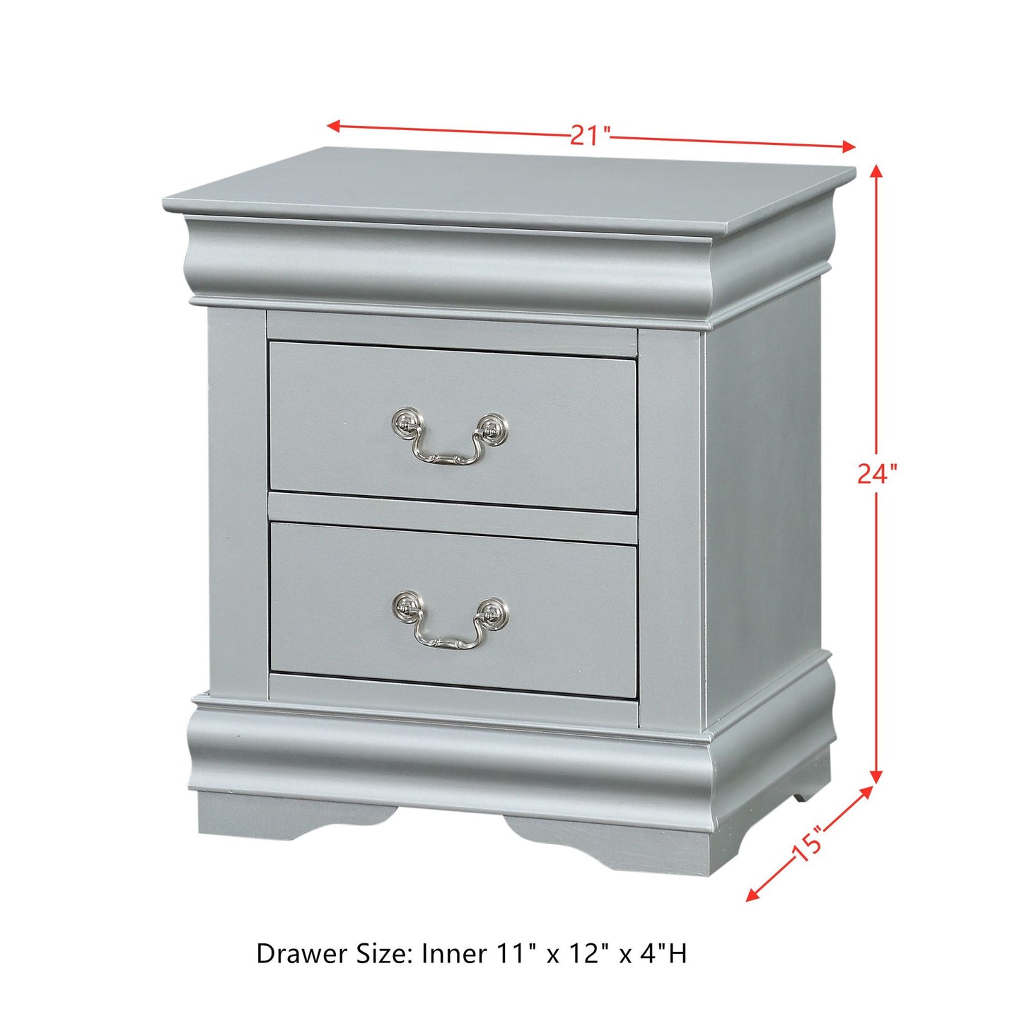 ACME Louis Philippe Nightstand in Platinum 26733