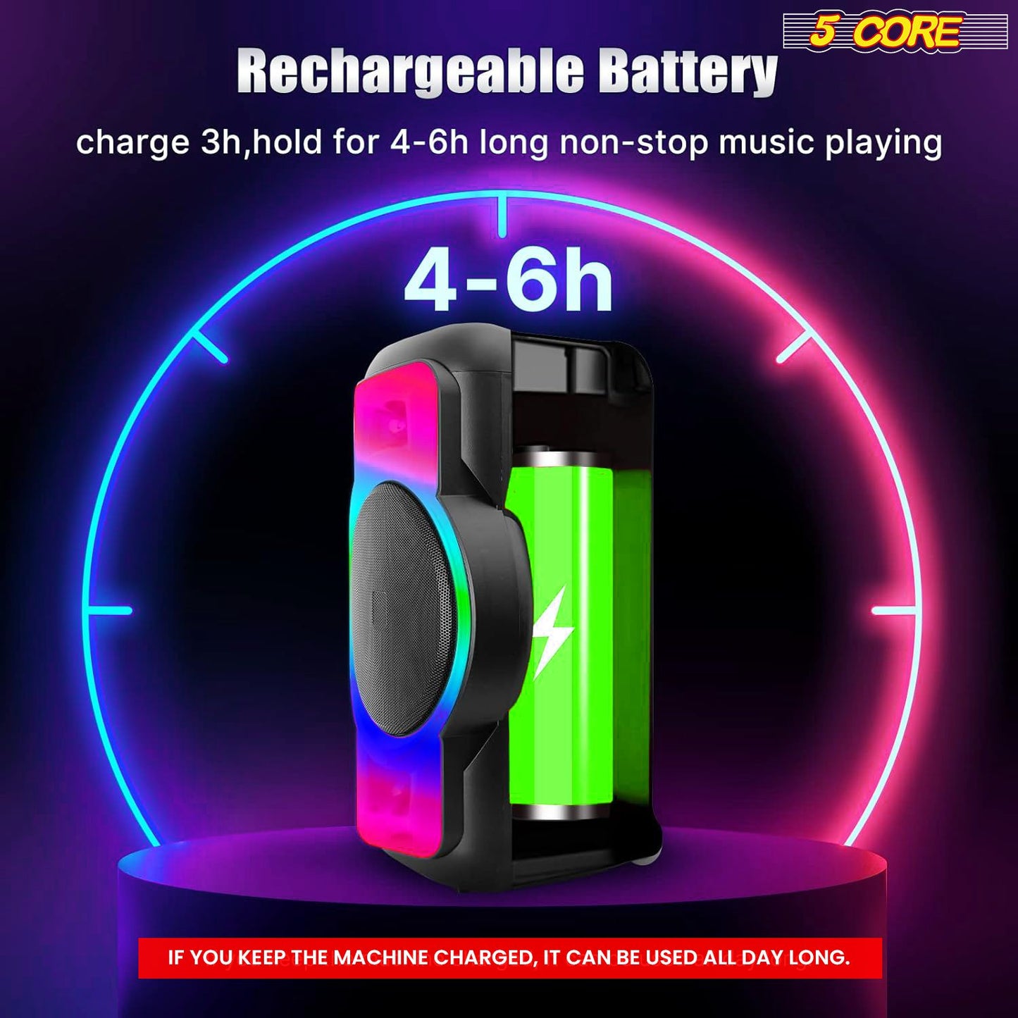 5 Core 12 Inch Bluetooth DJ Speaker Boom Box Party Speakers Karaoke Machine Portable PA Bocina for Singing with 2 Wireless Microphone + Light PLB 12X1 2MIC