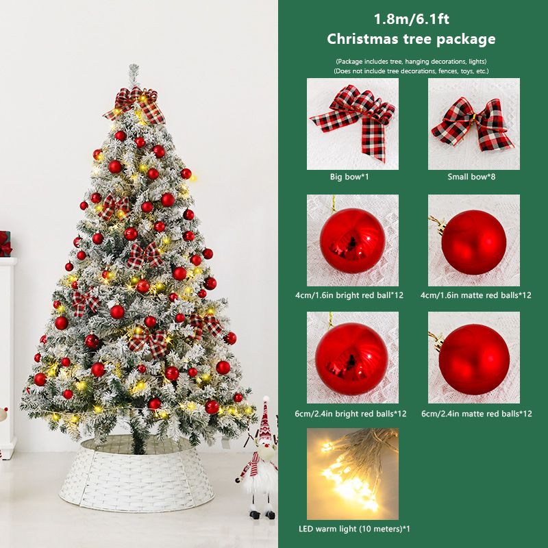 6FT Artificial Hinged Christmas Tree Snow Flocked Pine Tree with Solid Metal Stand Festival Xmas Tree for Indoor Outdoor