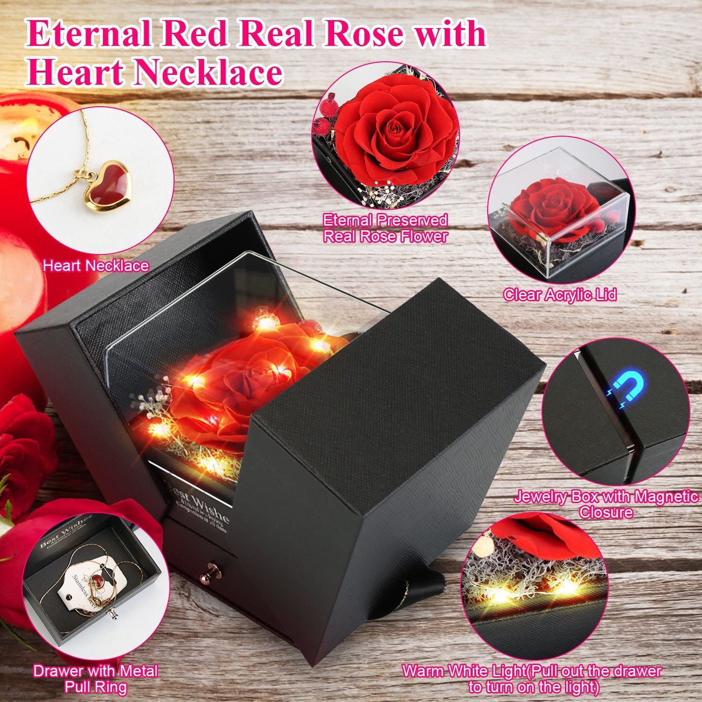 Red Real Rose Flowers Rose Gifts for Mom Grandma Wife Girlfriend on Mothers Day Valentines Christmas Birthday Anniversary Romantic Gifts for Her