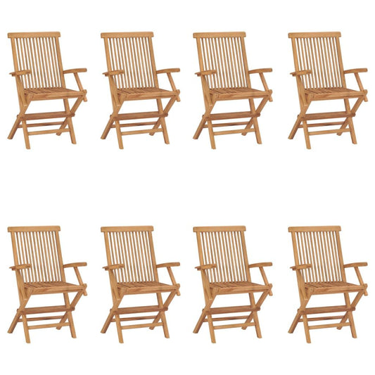 Folding Patio Chairs 8 pcs Solid Teak Wood