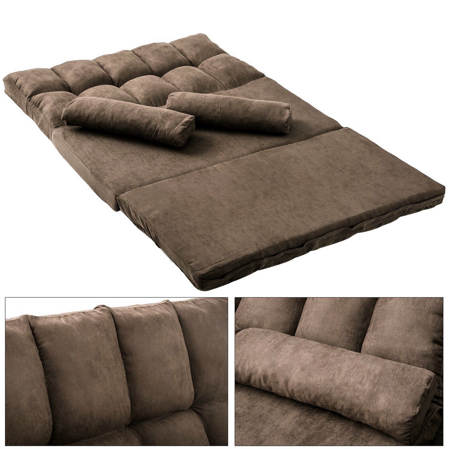 Double Chaise Lounge Sofa Floor Couch and Sofa with Two Pillows