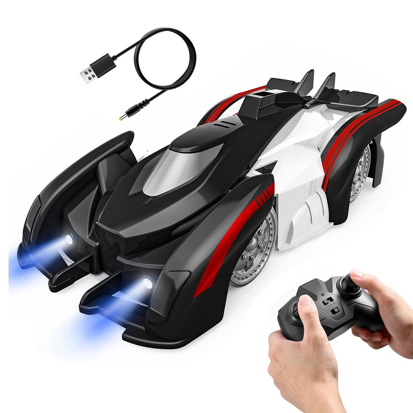 Electric Wall Climbing Car Toy 360° Rotating Shunt Car Remote Control Dual Mode RC Car Rechargeable Toy Car with Headlights Taillights Birthday Christmas Gift 6+ Years Old