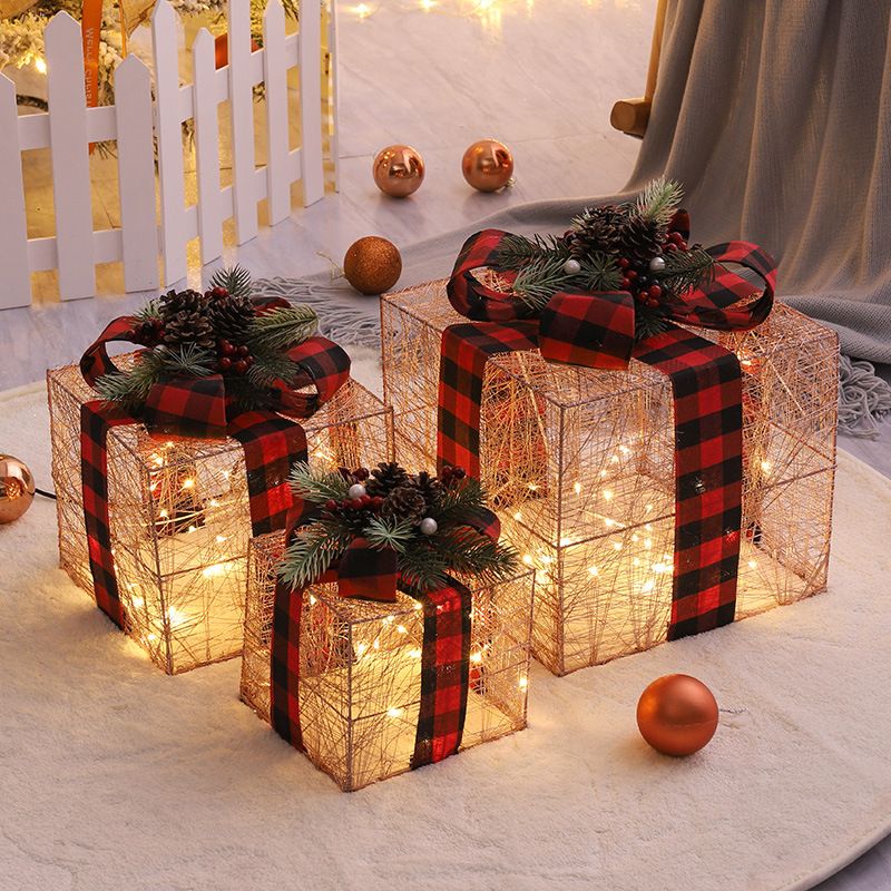 Hristmas Decoration Light Gift Box Three Sets Of Window Yard Layout Props