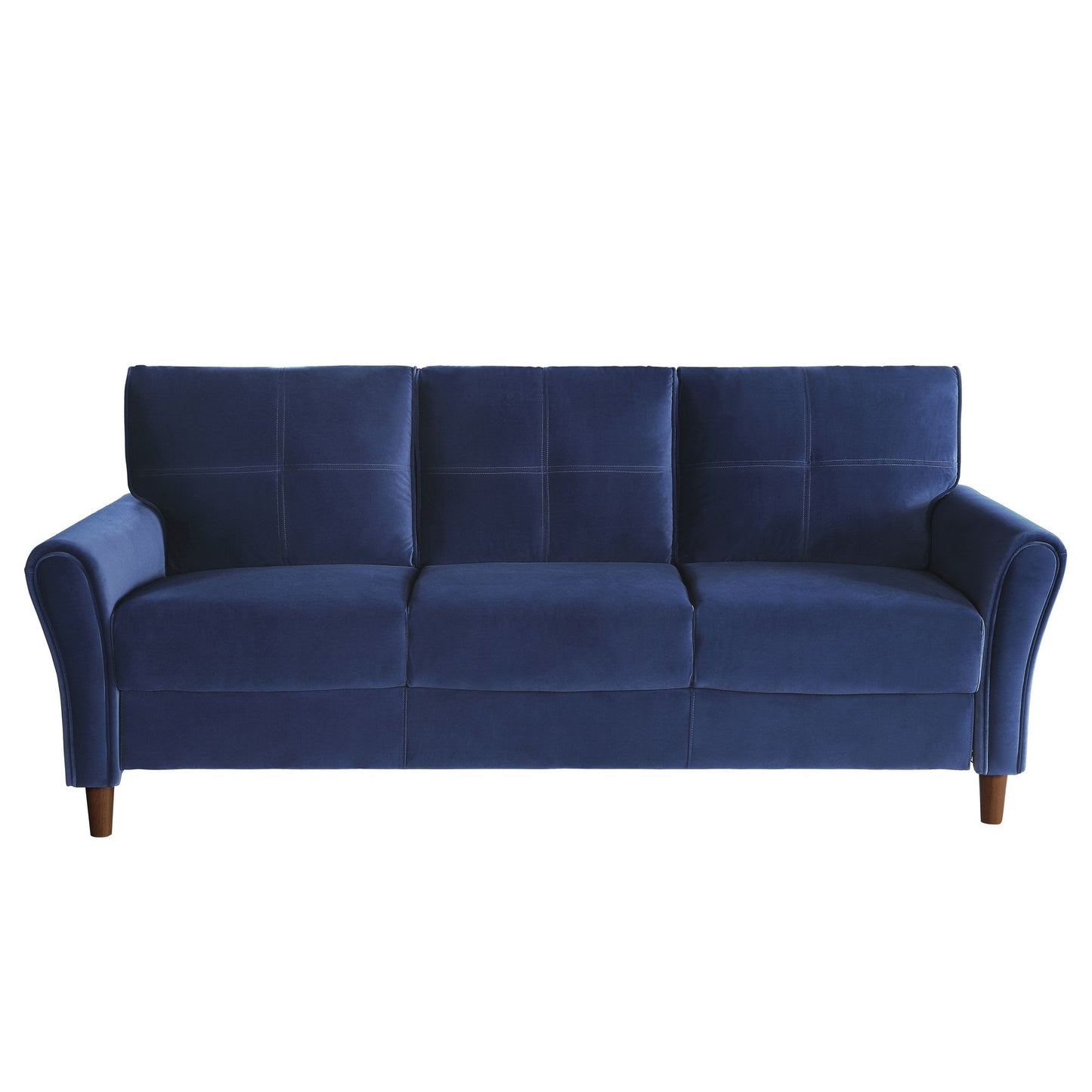 Blue Velvet Upholstery 1pc Comfort Sofa Plush Seatbacks Tufted Detail Solid Wood Frame Modern Living Room Furniture