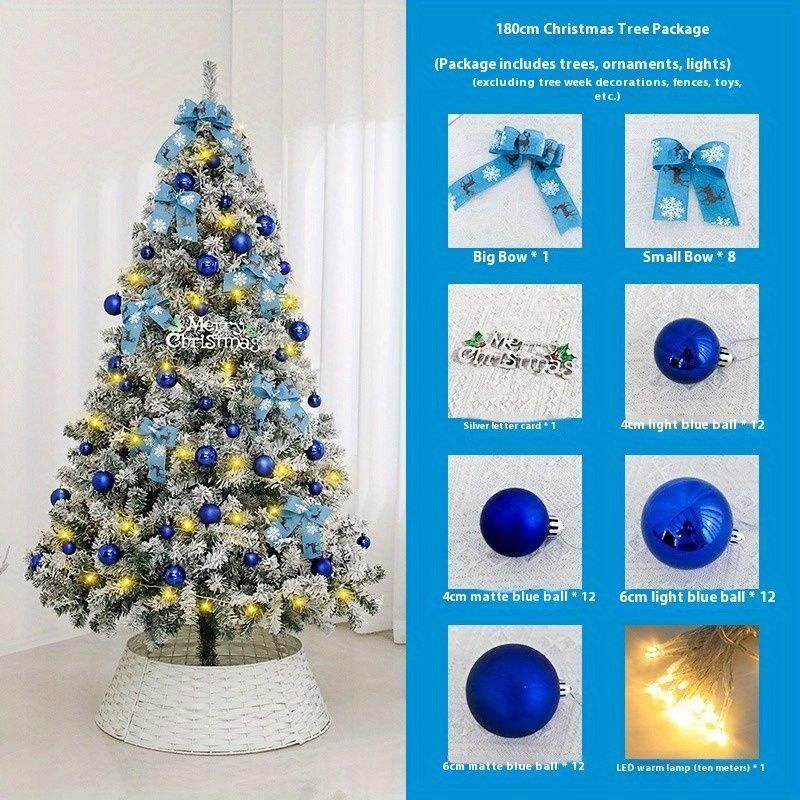 6FT Artificial Hinged Christmas Tree Snow Flocked Pine Tree with Solid Metal Stand Festival Xmas Tree for Indoor Outdoor