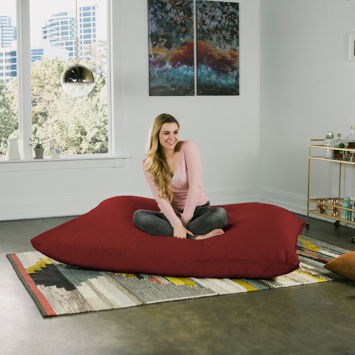 Jaxx 5.5 ft Pillow Saxx Bean Bag Pillow, Cinnabar