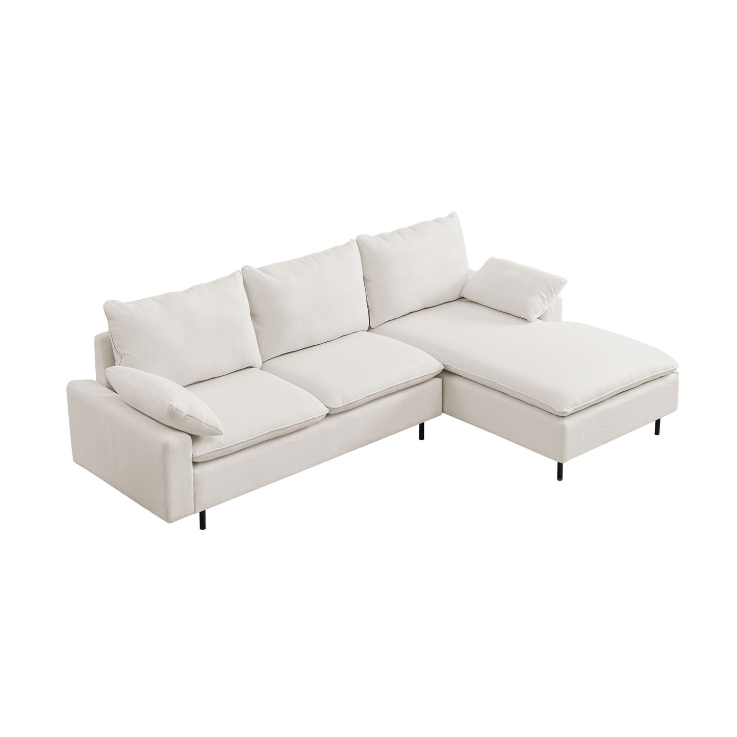 L-Shaped linen sectional sofa with left chaise,Beige